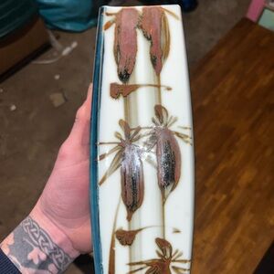 Mid Century Modern Japanese Bamboo Square Porcelain Vase 10”